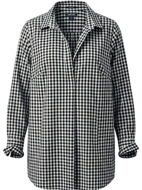 Lands' End Black and White Gingham Button-Down Shirt‼️PLUS SIZE
